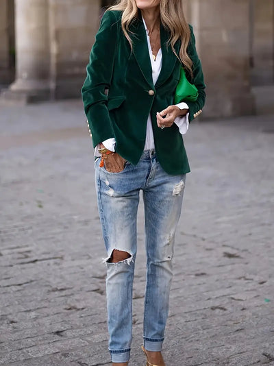 Sabina | Klassieke dames blazer met enkele knoop