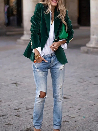 Sabina | Klassieke dames blazer met enkele knoop