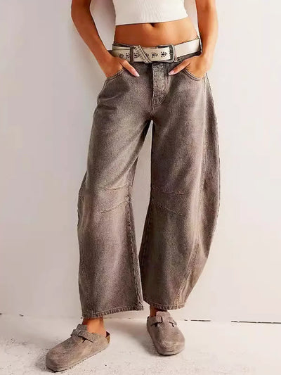 Gabriela | Bedrukte dames jeans met wijde pijp