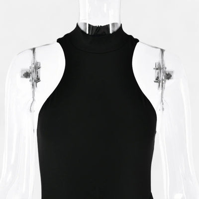 Kerstin | Dames maxijurk met cut-out en halterhals