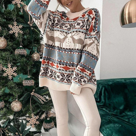 Carolin | Dames kersttrui met rendierdessin