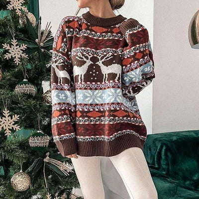 Carolin | Dames kersttrui met rendierdessin