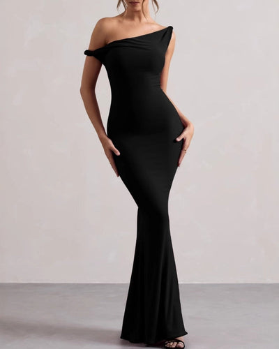 Figuurvolgende one-shoulder maxijurk