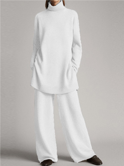 Isabella | Dames set met coltrui en broek met wijde pijp
