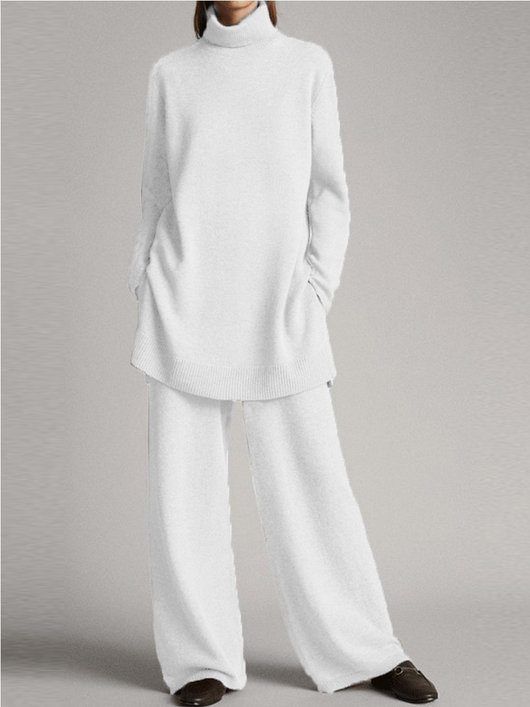Isabella | Dames set met coltrui en broek met wijde pijp