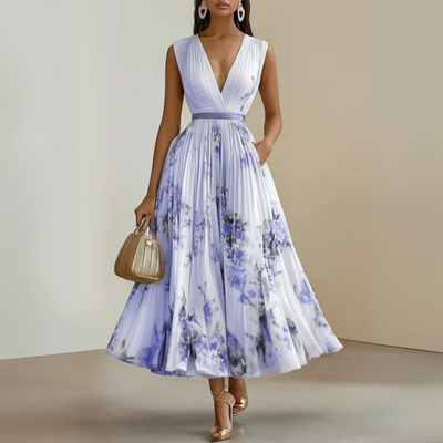 Claudia | Vloeiende mouwloze dames zomermaxijurk