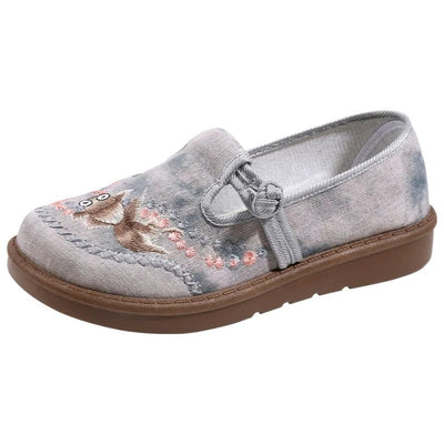 Marie | Dames instap loafers met bloemenborduursel en pareltjes