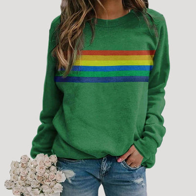 Veronika | Dames lentesweatshirt met regenboogstrepen