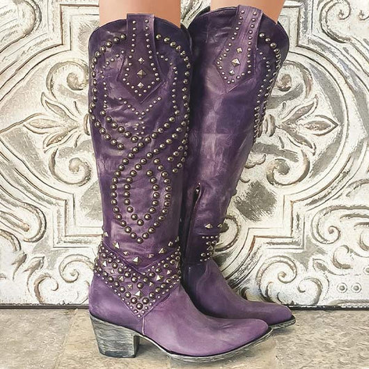 Karla | Dames western enkellaarsjes met studs en hoge hak