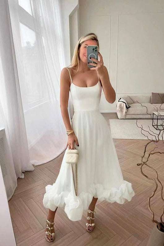 Jasmin | Elegante dames jurk met ruchezoom voor bruiloftsgasten