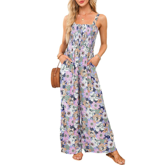 Ursula | Elegante dames jumpsuit met bloemenprint en wijde pijp