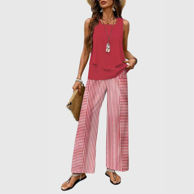 Karin | Tweedelige dames set met wijde broek