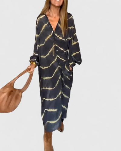 Pauline | Dames blousejurk met tie-dye dessin