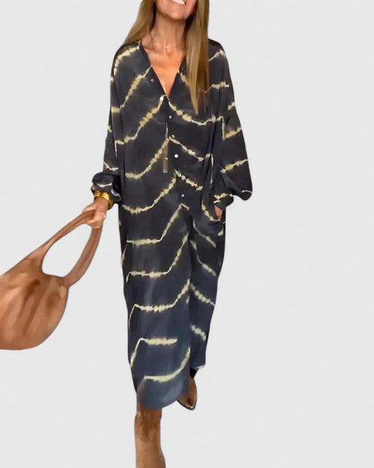 Pauline | Dames blousejurk met tie-dye dessin