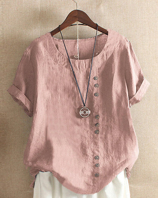 Doris | Casual damesblouse met knoopdetail en korte mouwen