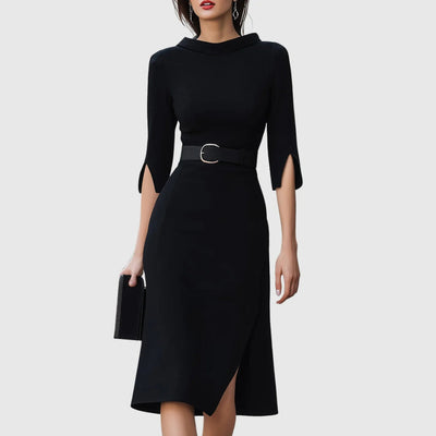 Melanie | Elegante dames midijurk met ceintuur