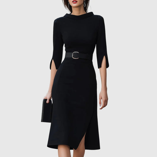 Melanie | Elegante dames midijurk met ceintuur