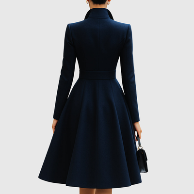 Eleanor | Marineblauwe getailleerde jasjurk