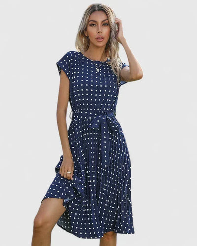 Veronika | Dames midijurk met korte mouwen en plooirok