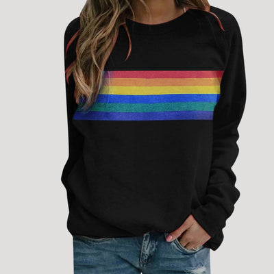 Veronika | Dames lentesweatshirt met regenboogstrepen