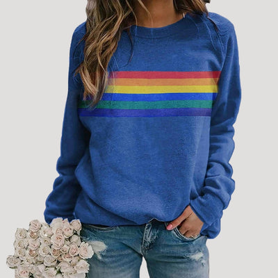 Veronika | Dames lentesweatshirt met regenboogstrepen