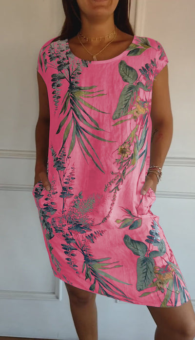Angela | Casual dames zomerjurk met bladerprint