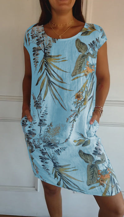 Angela | Casual dames zomerjurk met bladerprint