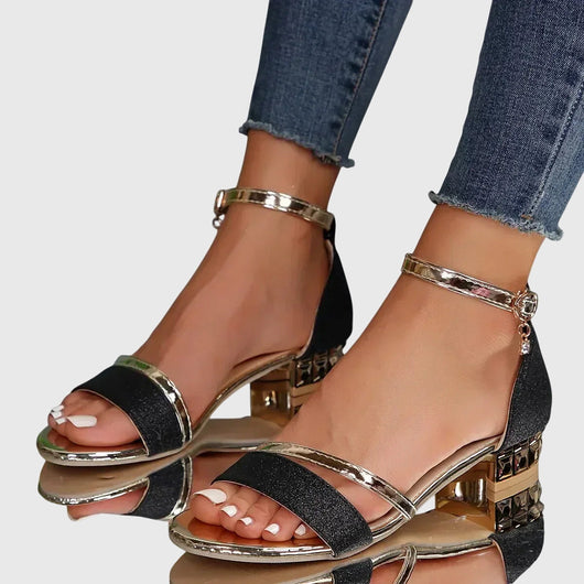 Helga | Dames sandalen met open neus en blokhak