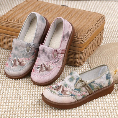 Marie | Dames instap loafers met bloemenborduursel en pareltjes