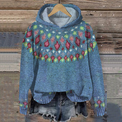 Carolin | Dames gebreide winterhoodie met dessin