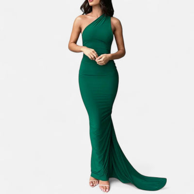 Lara | Dames maxijurk met one-shoulder halterhals
