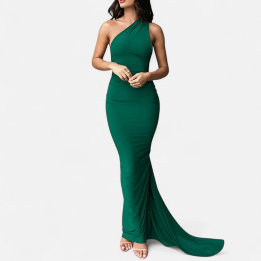 Lara | Dames maxijurk met one-shoulder halterhals