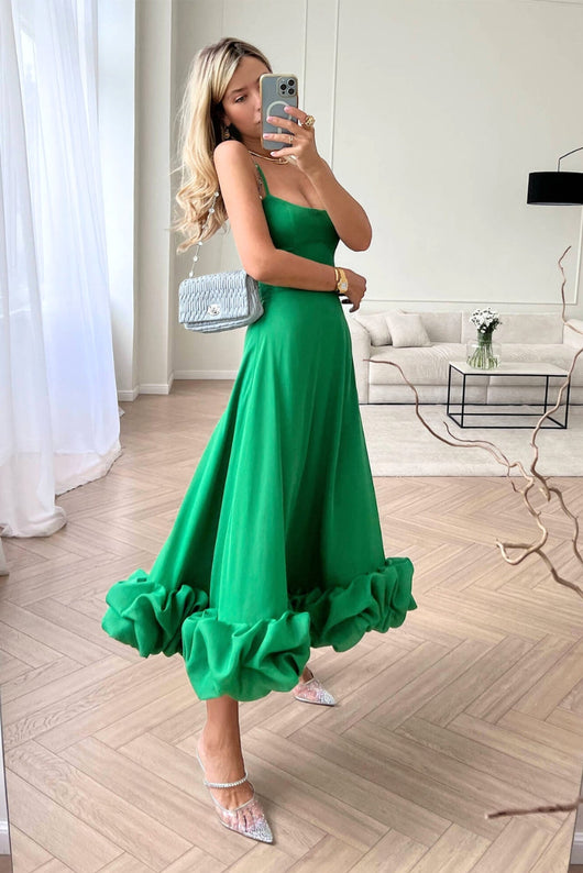 Jasmin | Elegante dames jurk met ruchezoom voor bruiloftsgasten
