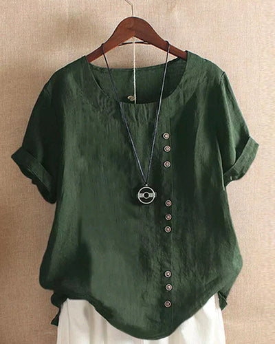 Doris | Casual damesblouse met knoopdetail en korte mouwen