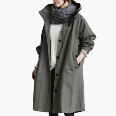 Edith | Lange dames streetcoat met knoopsluiting