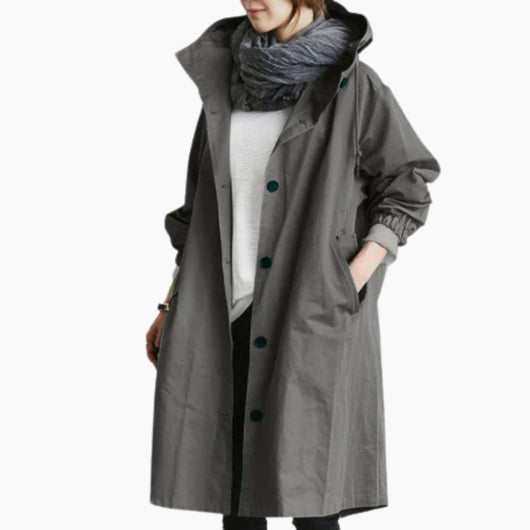 Edith | Lange dames streetcoat met knoopsluiting