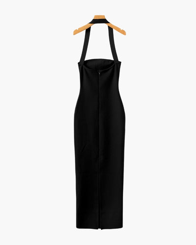 Halterneck maxijurk met smalle pasvorm