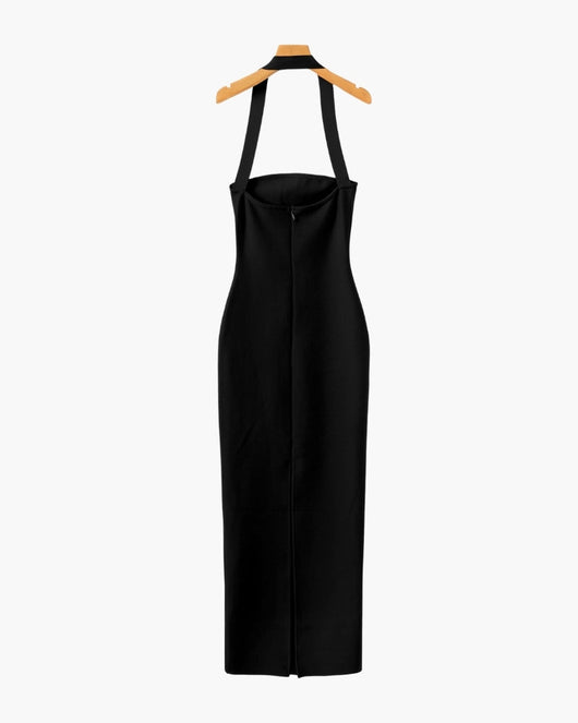 Halterneck maxijurk met smalle pasvorm