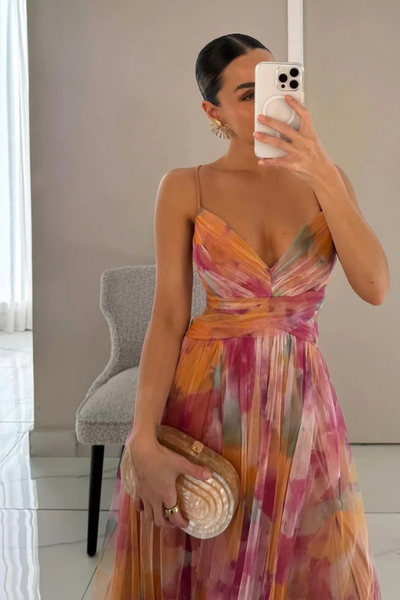 Selina | Geplooide dames maxijurk