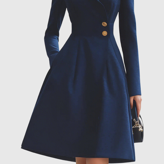 Eleanor | Marineblauwe getailleerde jasjurk