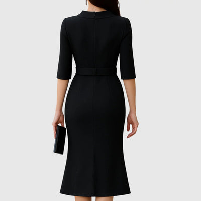Melanie | Elegante dames midijurk met ceintuur