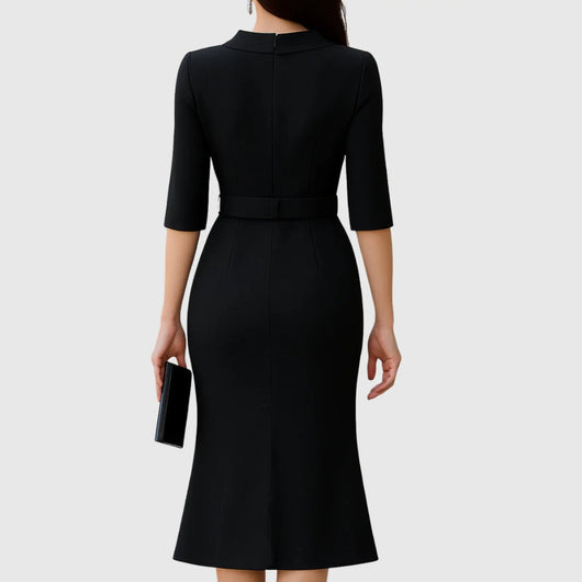 Melanie | Elegante dames midijurk met ceintuur