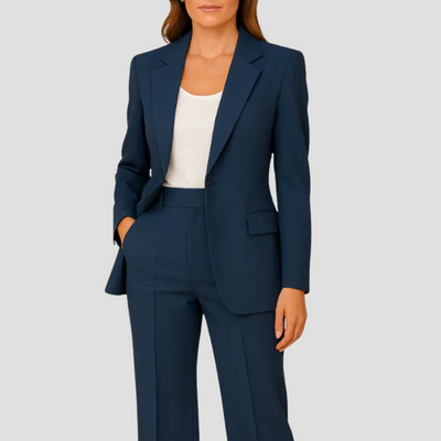 Laura | Getailleerd dames pak met lange blazer en broek