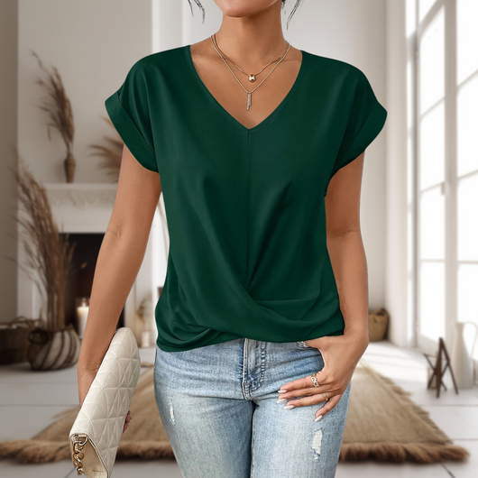 Elfriede | Elegante dames blouse met V-hals en gedraaide zoom