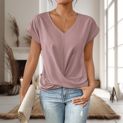 Elfriede | Elegante dames blouse met V-hals en gedraaide zoom