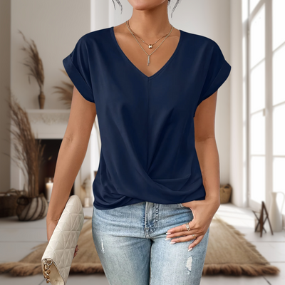 Elfriede | Elegante dames blouse met V-hals en gedraaide zoom