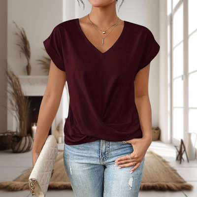 Elfriede | Elegante dames blouse met V-hals en gedraaide zoom