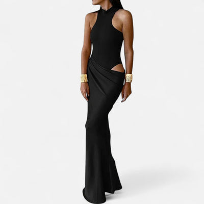 Kerstin | Dames maxijurk met cut-out en halterhals