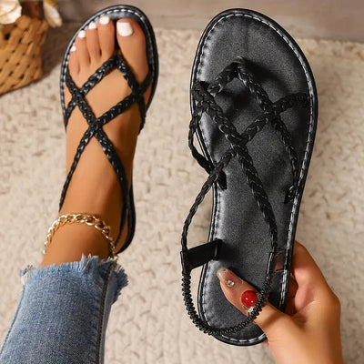 Julia | Gevlochten platte dames sandalen voor het voorjaar