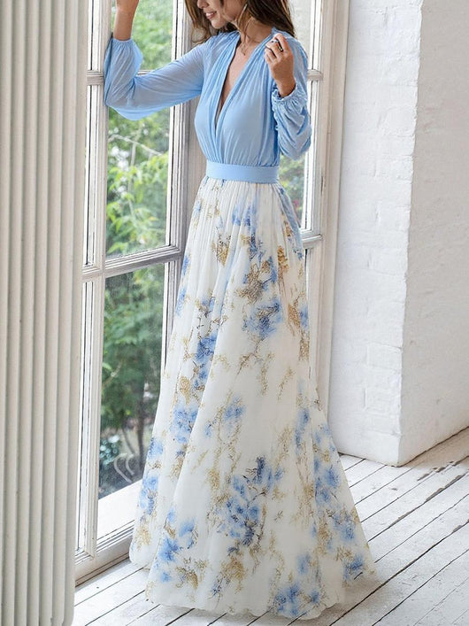 Franziska | Elegante dames maxijurk met bloemendessin
